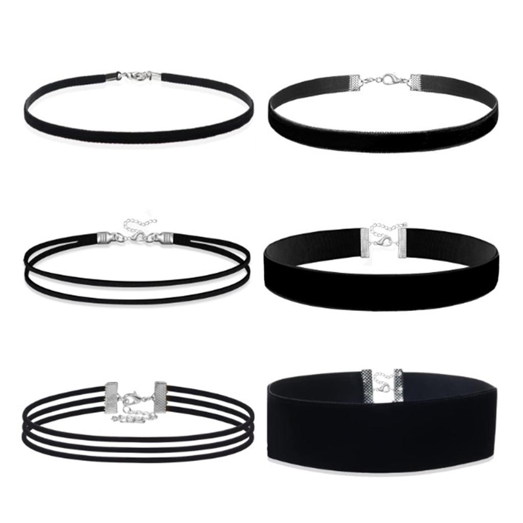 Double Layer Black Fabric Necklace Set Adjustable Lightweight Jewelry For Sensitive Skin And Stylish Outfits
