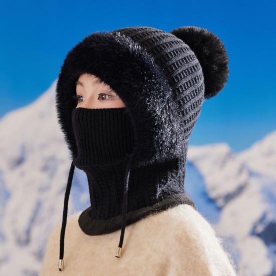 Knitted Hat Women Windproof Insulated Design Soft Fleece Lining 3-in-1 Winter Warm Hat Outdoor Adventures Skiing Hiking Headgear