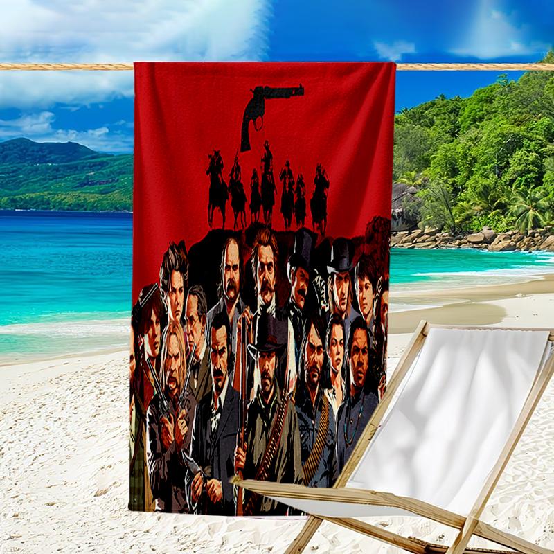 Proof Beach Towel with a Red Dead Redemption Pattern - Soft,absorbent,quick-drying,machine Washable - Perfect for Swimming,camping,bathing