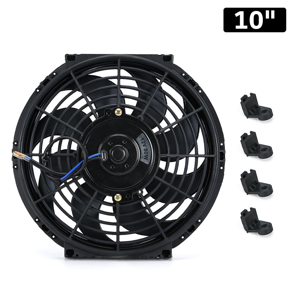 

7 9 10 12 13 14 Inch Universal 12V 80W Slim Reversible Black Blade Electric Cooling Radiator Auto Fan Mounting Kit 10 inch