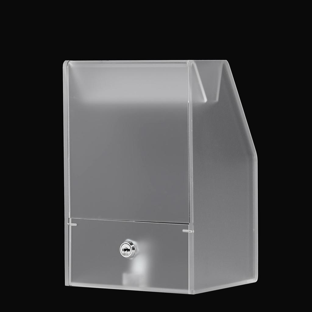 EWOO SUPPLY 12cm Lock Acrylic Donation Box with Frosted Glass Style Box Wide, Built-in Type, Semi-transparent Lock, YS-1029