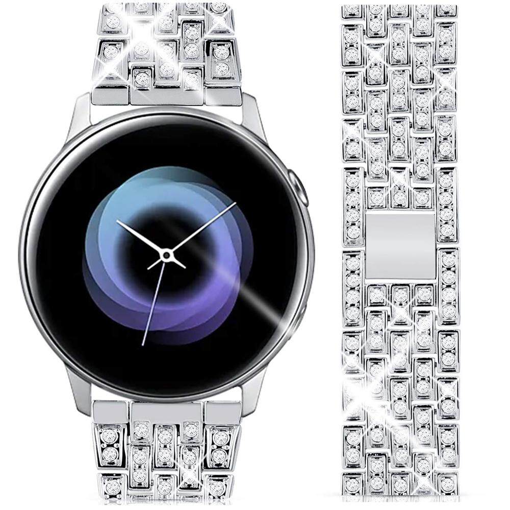 

20-мм ремешок для Samsung Galaxy Watch 6/5/pro/4/Classic/3/46mm/active 2 Металлический браслет с бриллиантами Huawei GT/2/GT2/2e/3 Pro 22-мм ремешок Galaxy 4 40mm 44mm серебряный