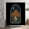 Mountain Forest Campfire Nature Landscape Shower Curtain Woodsy Hiking Backdrop Tent Camping Decor Rustic Home Decor