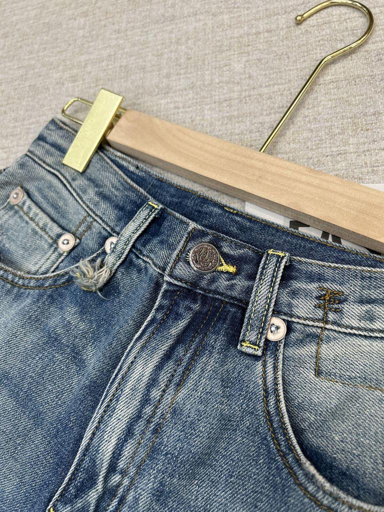 R.13 Autumn Retro Loose Wide-Leg Patchwork Denim Jeans