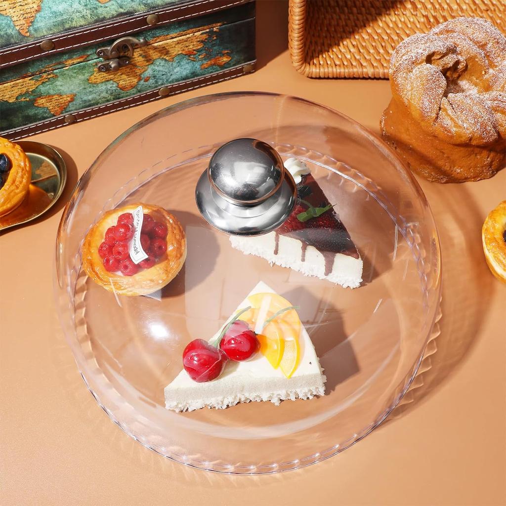 Clear Cake Dome Cover: Cake Stand Cover Food Plate Lid Clear Cloche Bell Cover Cake Dome Round Display Cake Plate Serving Platter Punch Bowl Food