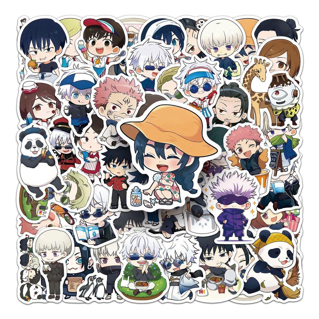 50 Jujutsu Kaisen Anime Stickers: Cartoon Collection for DIY, Storage Box, and Refrigerator Decor