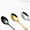 3/4/6/12Pcs Gold Dessert Spoons Stainless Steel Stiring Spoon Set Cake Salad Spoon Retro Black Thin Cutlery Luxury Sliverware