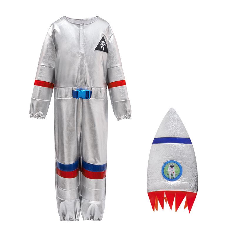 Zilver Astronaut Cosplay Kostuum voor Kinderen - Klaar voor Sportdag & Optreden