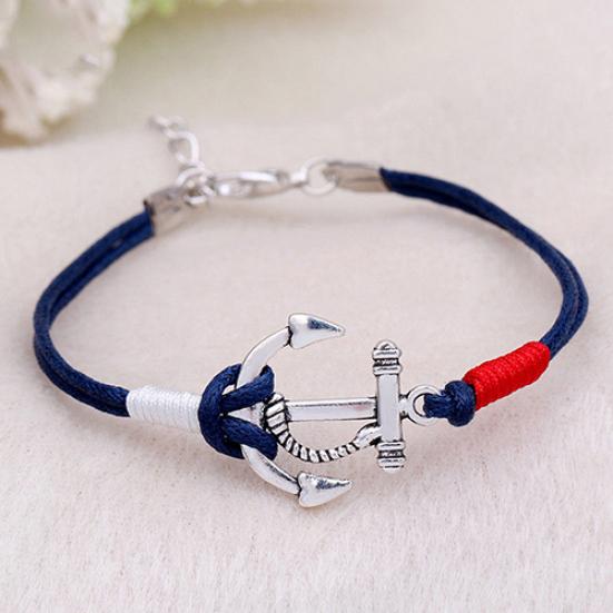 

Женские летние украшения, серебряный якорь, многослойный плетеный браслет из веревки