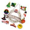 Welcome Door Sign Christmas Decors Seasonal Front Door Wood Welcome Sign with Interchangeable Farmhouses Wall Hangings