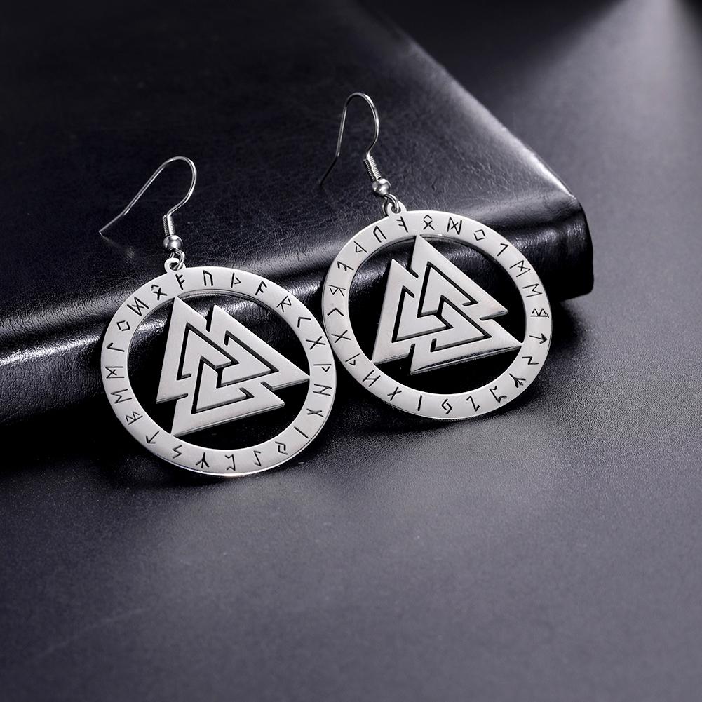 Orecchini pendenti vintage vichinghi Valknut rune amuleto scandinavo acciaio inossidabile talismano pagano orecchini pendenti gioielli