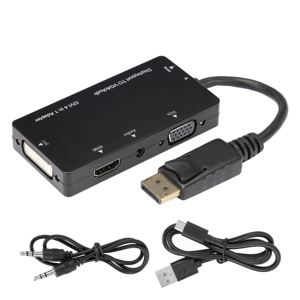 4‑in‑1 Adapter Cable Displayport To HDMIVGADVIo Converter Multifunction