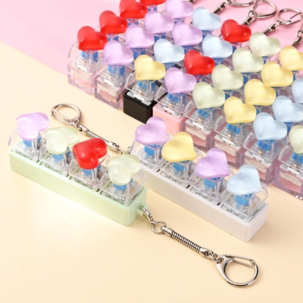 Heart Keyboard Clicker Toy Keyring Crystal Clicker Button Keycap Keychain Kids