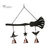 Crisp Sound Wind Chime Halloween Broomstick Witch Bells, Vintage Gothic Metal Hanging Peaceful Home Decor Ornaments for Door Wall Window Porch Indoor