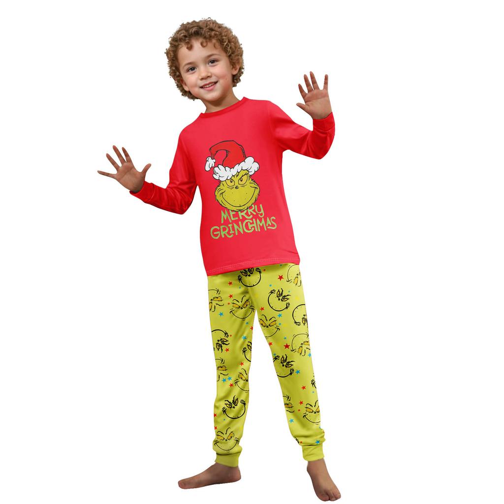 Christmas Print Cute Family Set Pajamas, Home Clothes, Family Set Long Sleeve Top Pants Set