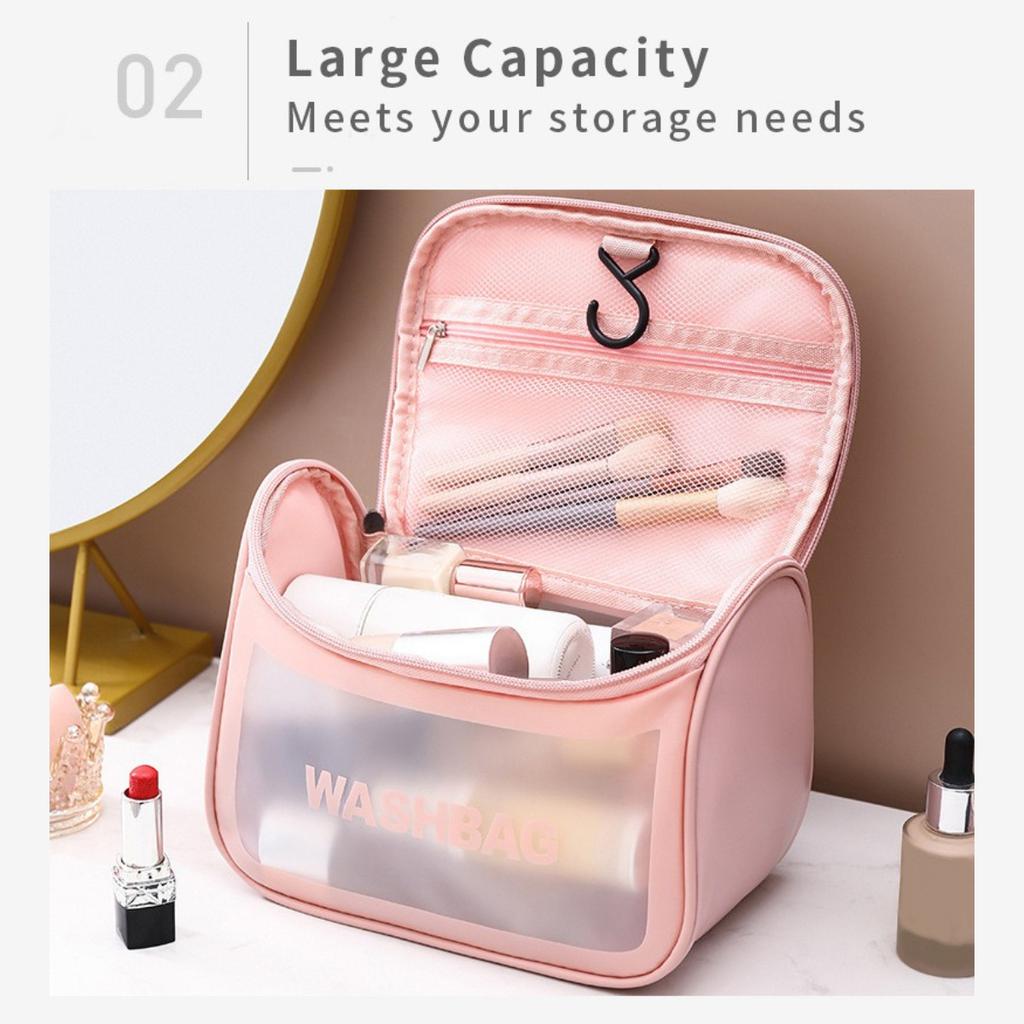 Large Capacity Toiletry Storage Bag Transparent Makeup Pouch for Travel Cosmetics Storage, Portable Handheld Toiletry Bag.