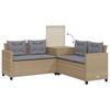 L shaped garden sofa set with table and cushions beige poly rattan