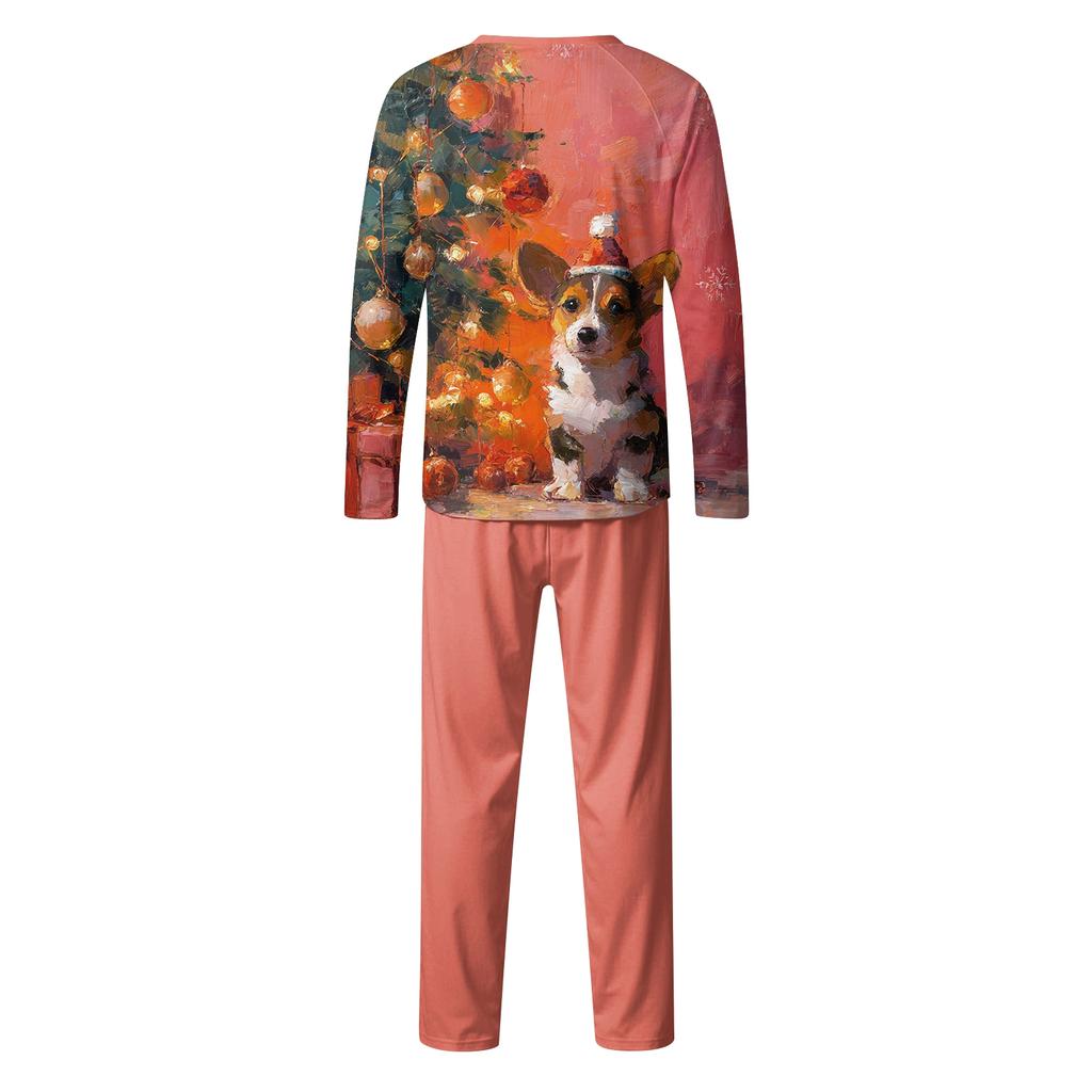 Family Matching Print Sets Pajamas Loungewear Outfits Family Matching Long Sleeve Tops+Pants Set
