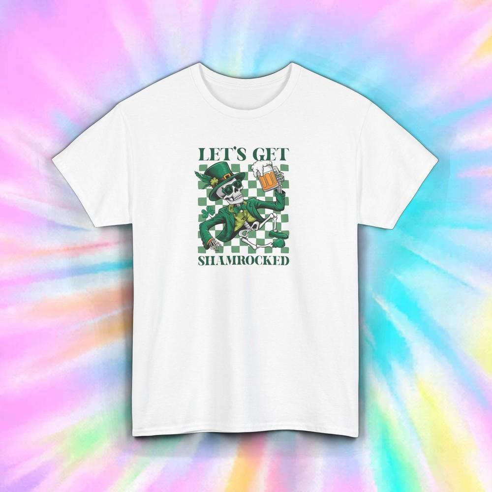 

Let’s Get Shamrocked T-Shirt St. Patrick’s Day Drinking Skeleton Tee S-5XL 4XL