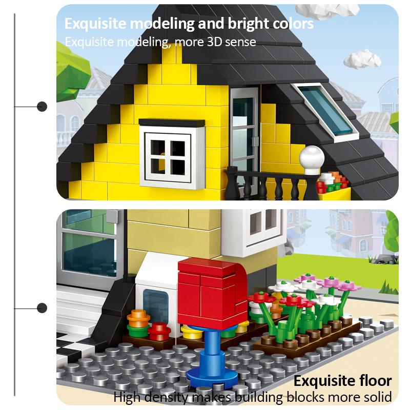 House Villa Architecture Cottage Model Building Blocks Bricks Friends for Girl Beach Hut Modular Home Village Creative City Shop