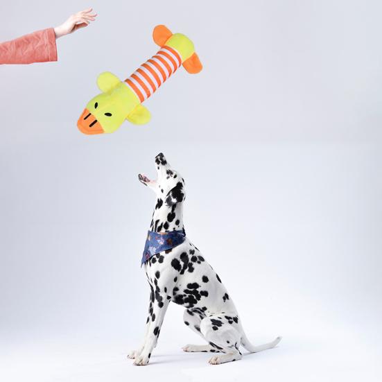 Plush Animal Dog Interactive Toy Striped Pig Elephant Duck Tug of War Pet Boredom Toy Squeaky Dog Teething Cleaning Chew Toy