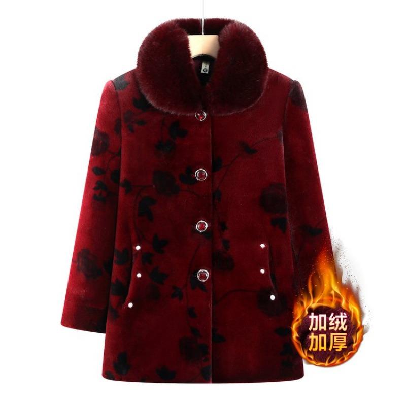 Middle-aged Elderly Winter Grandma Fleece Coat New Padded Jacket Female 0-year-old Mother Winter Imitation Mink Coat