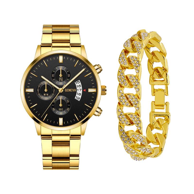 Watch Calendar Steel Strap Watch Men'S Large Dial Quartz Watch Men'S Suit