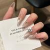 Handmade Cat Eye Nail Tips, Medium-Long, Nude, Exquisite High-End Feel