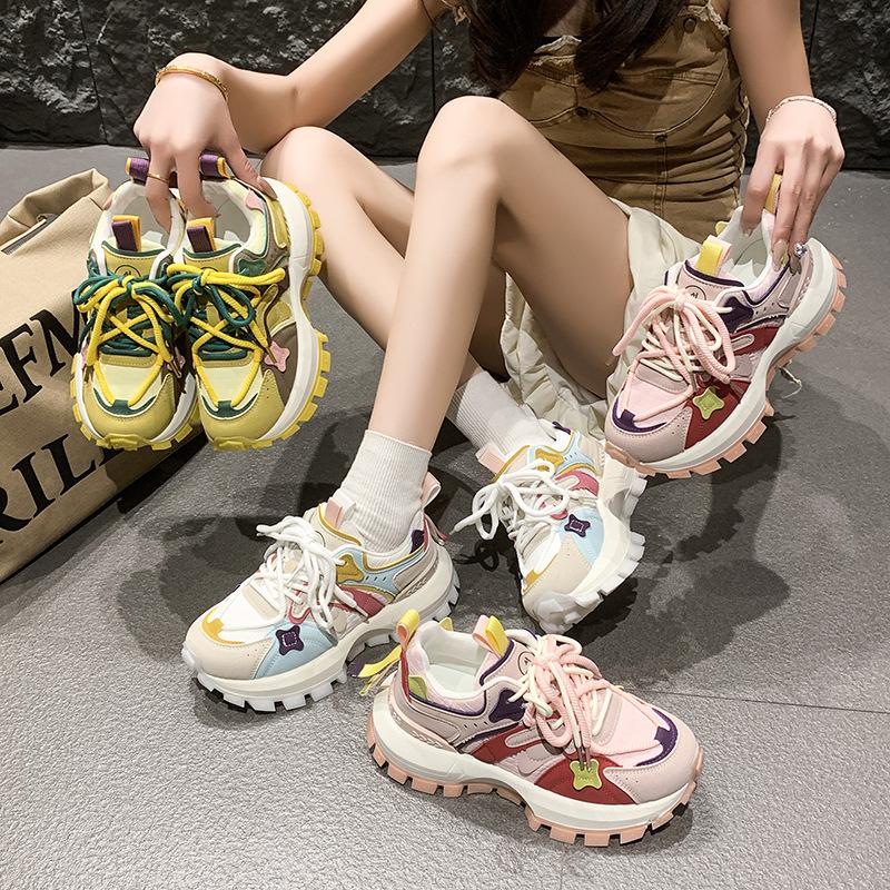 Platform-soled dad shoes women's 2025 summer new versatile heightening platform-soled casual sports shoes fashionable and lightweight Forrest Gump sh