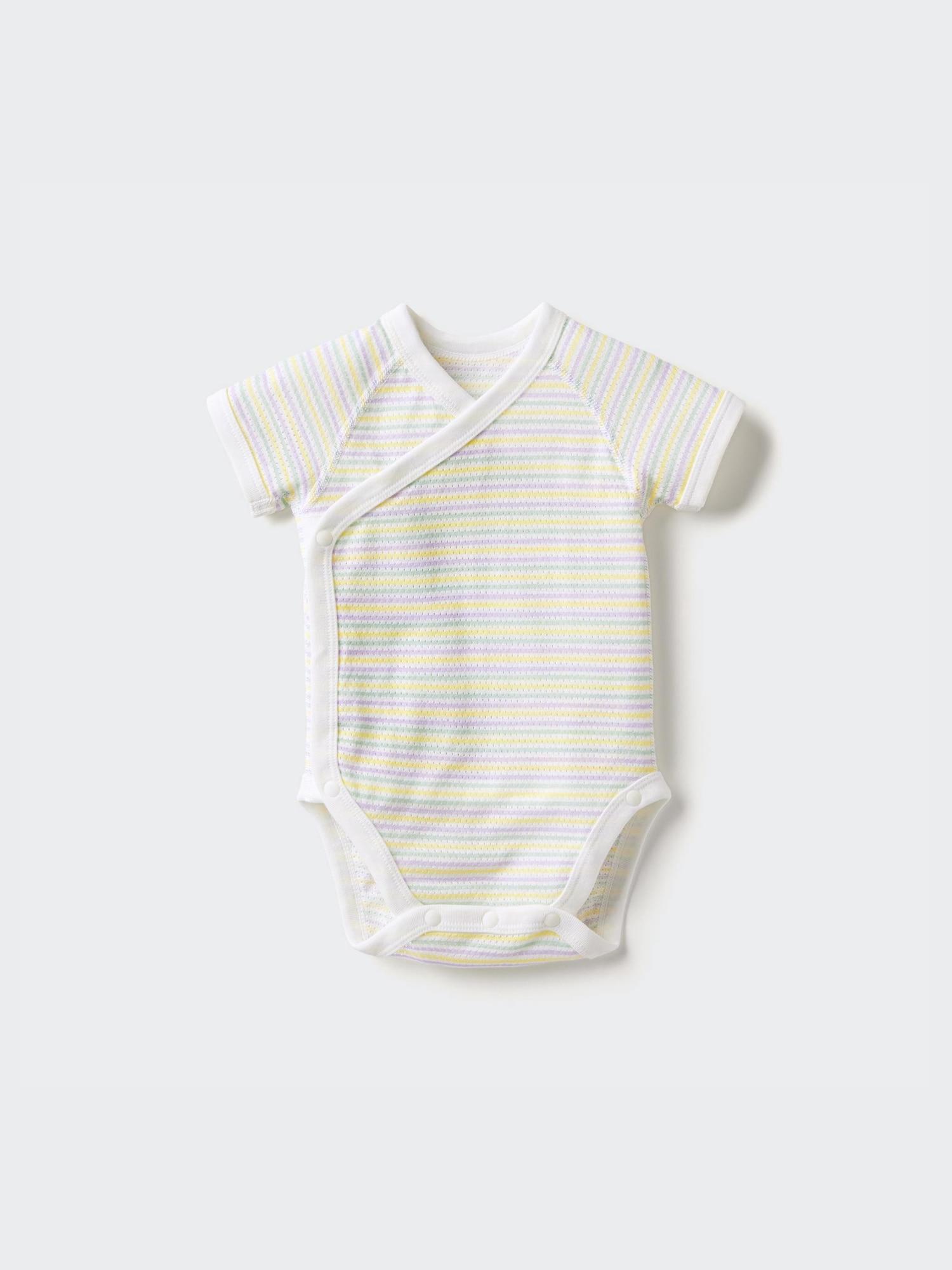 

Uniqlo Bn Хлопковый сетчатый внутренний комбинезон с коротким рукавом, однотонная кайма 60 см 71 PURPLE/BABY 60