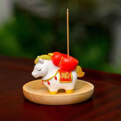 Creative Zodiac Pony Incense Burner Resin Horse Year Incense Stick Holder Pony Shape New Year Ornamental Indoor Incense Burner