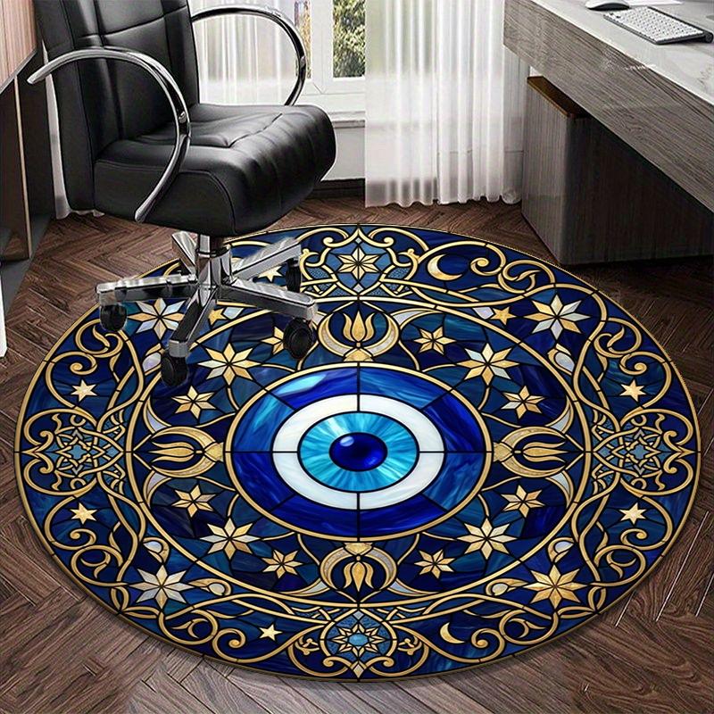 Evil Eye Stained Glass Design round carpet Chair cushion Round Entryway Rug, Soft Round Rugs for Living Room, Bedroom, Circle Carpet decor gifts