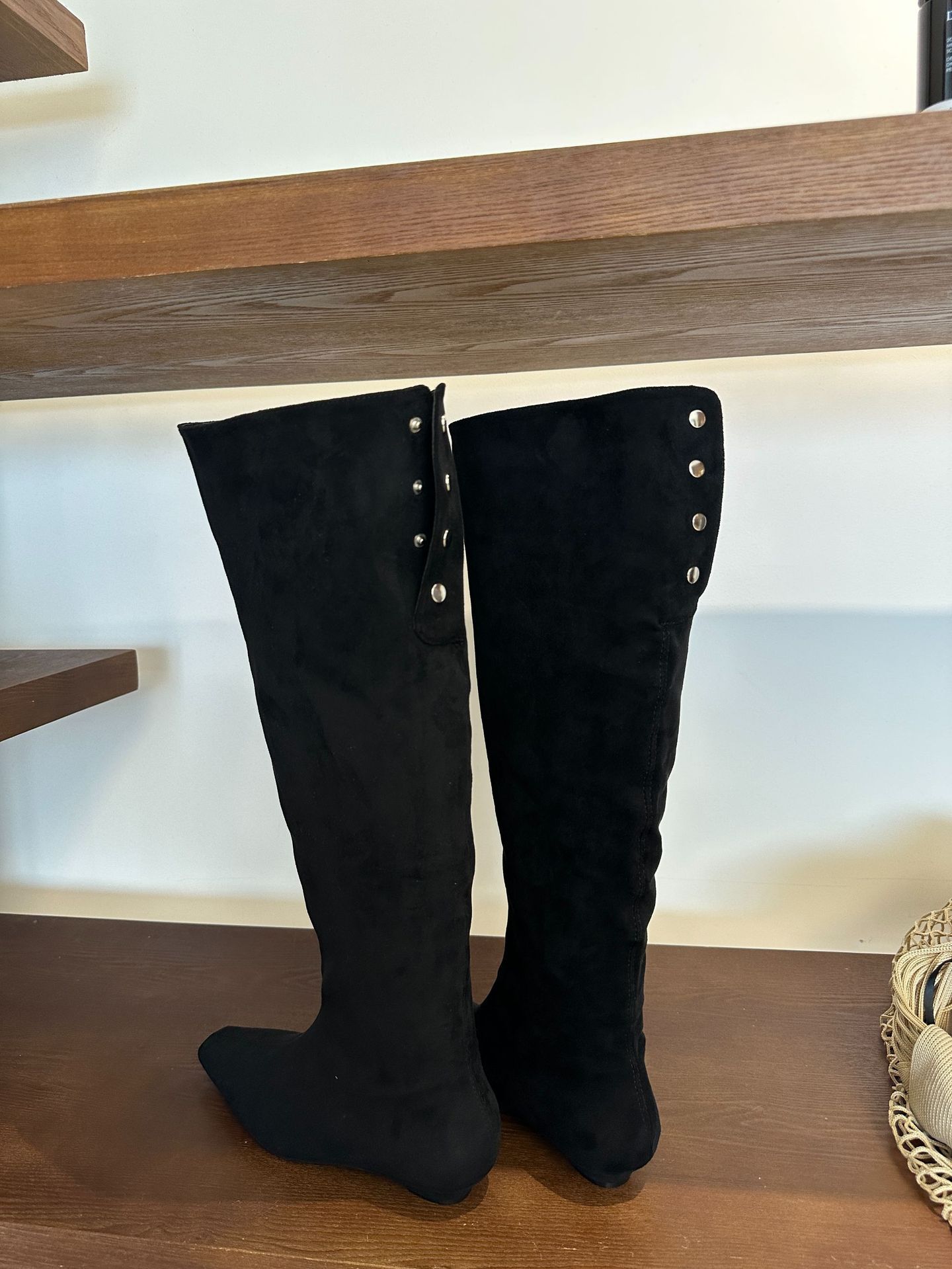 

Pleated stacked boots women s 2025 autumn and winter new tall knight boots pointed thick heel rear buckle two wear long boots women s boots 35