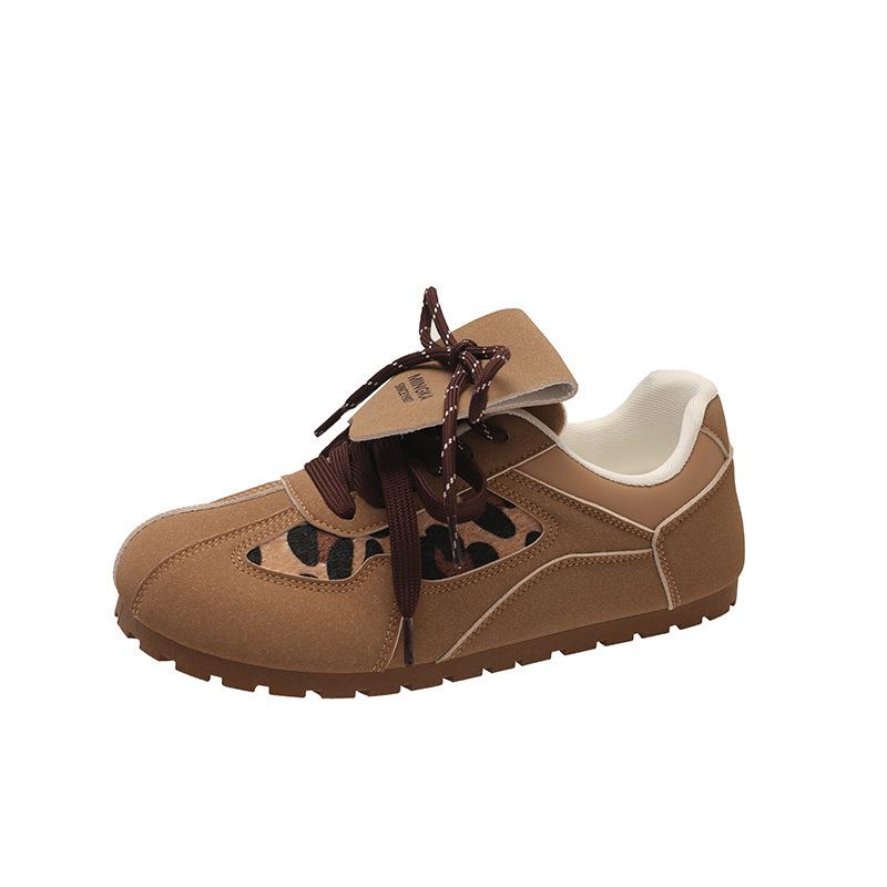 

Flat baseplate shoes women s 2024 new autumn new Forrest Gump shoes versatile casual sports shoes leopard print German training shoes 40 коричневий