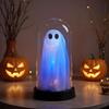 Ghost Night Light Light Up Ghost in Cloche Scary Cute LED Battery Operated Tabletop Lamp for Party Kitchen Holiday Halloween