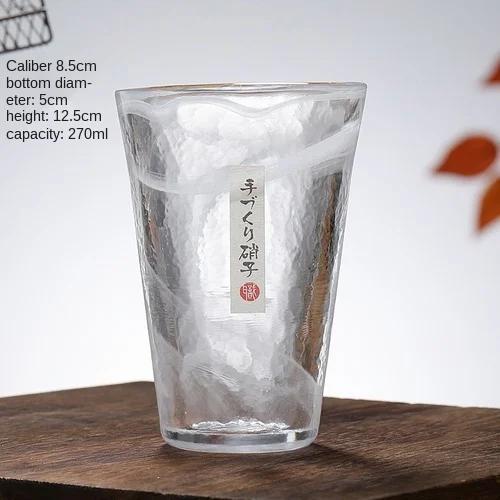 Japanese Household Japanese Style Handmade Smudge Cloud Hammer Pattern Glass Water Glass Wine Glass Teacup 1PC