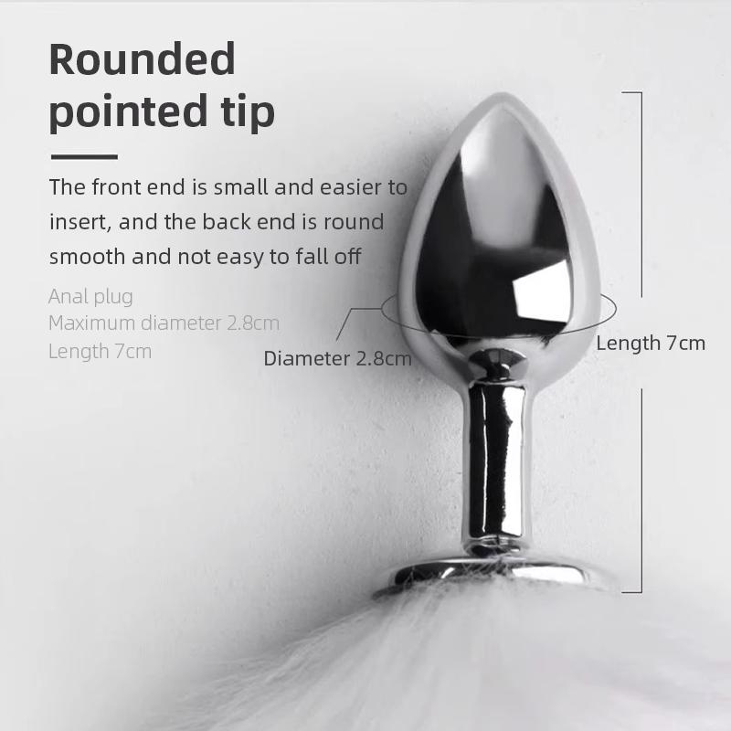 Metal Anal Plug with Soft Fox Tail for Men Women Wearable Intimate Toy for Cosplay Roleplay Sensual Massage Adult Bedroom Fun