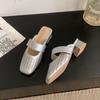 Large Size 34-40 Women's Sheepskin Slip-on Flats Summer Mules Square Toe High Quality Soft Comfort Casual Female Sandals Shoes