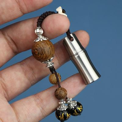 Pocket Pills Case Holder Waterproofs Stainless Steels Pills Box with Lanyard Portable Seal Medicine Storage Bottles