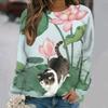 Autumn Cute Cat Pattern 3D Printed Hoodies Fashionable Casual Sports Long Sleeved Women's Hoodies