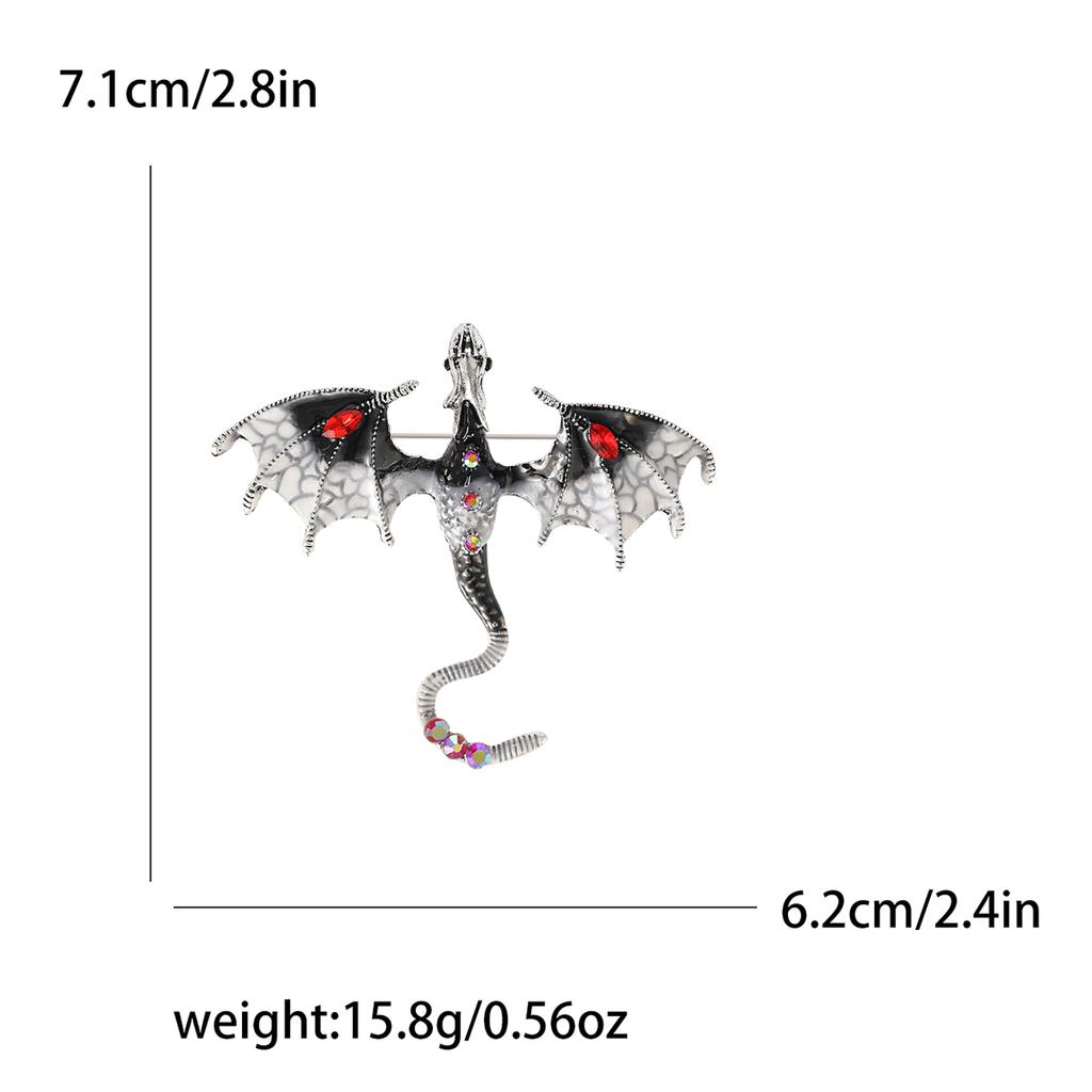 Enamel Dragon Brooches for Women Unisex Rhinestone Necklace Flying Dragon Pins Banquet Party Backpack Gifts Jewelry Accessories