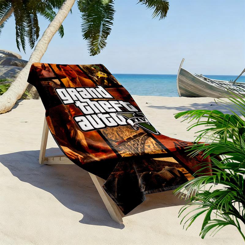 Grand Theft Auto V: Asciugamano da spiaggia Crime Chaos Asciugamano da spiaggia per foto vacanza Portatile per viaggio nuoto mare asciugatura rapida asciugamano da nuoto