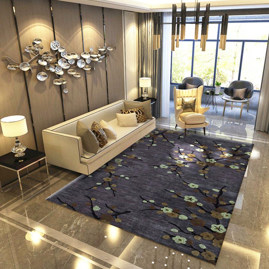 Creative Chinese Watercolor Flower Hallway Carpets for Living Room Sofa Kitchen Anti-Slip Floor Mat