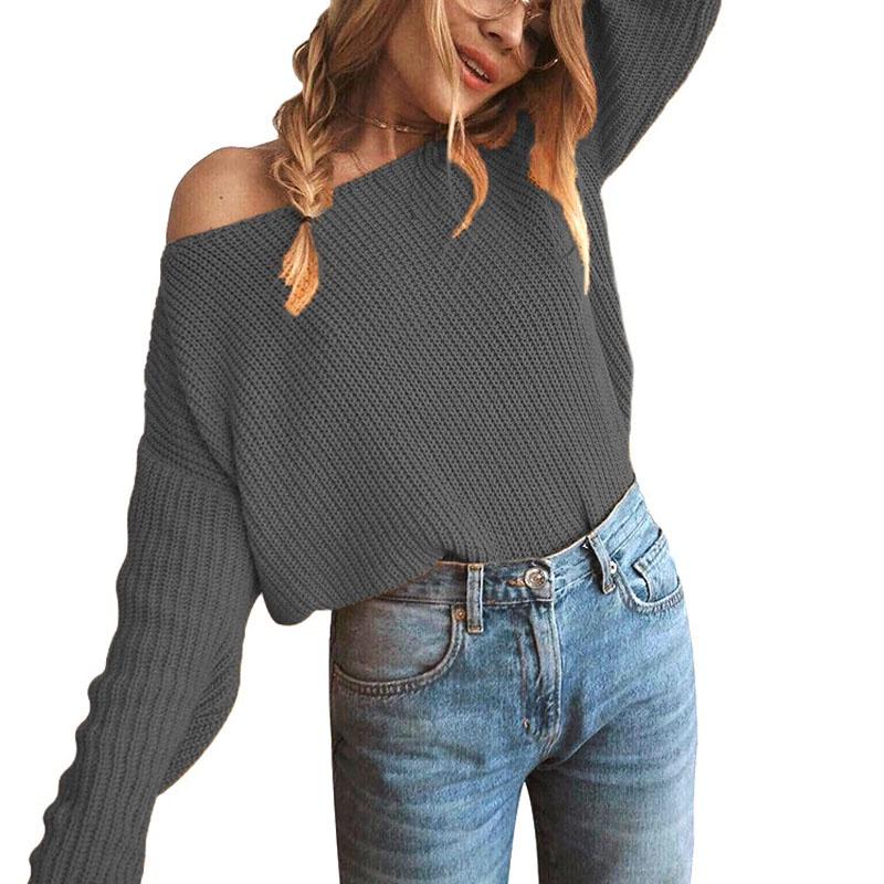 Premium Plus Size Autumn Womens Sweaters Off The Shoulder Pullover Sweater Long Sleeve For Stylish Comfort