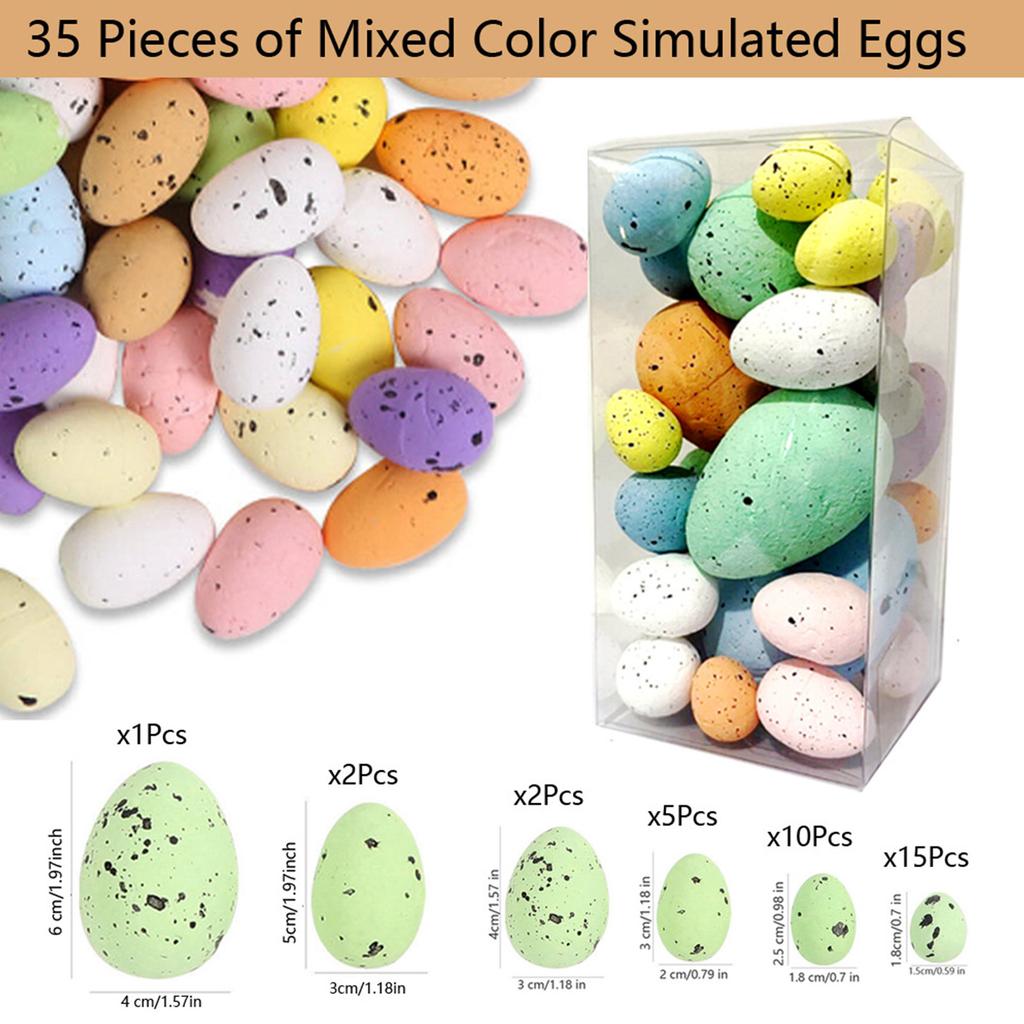 35pcs Colorful Painting Easters Eggs Handmade Seasonal Decoration Foam Spotted Eggs Ornament for Family Gatherings