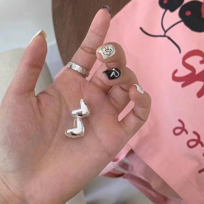 Love Ear Buckle Femininity Light Luxury Peach Heart Earrings Ins Simple Cold Wind Double-sided Heart Earrings