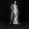 High temperament white tube top lace sequined fishtail skirt waist thin wedding evening dress