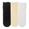 Women's Spring and Summer Mid-calf Socks, White Lace Cutout Pile Socks, Thin Lace Socks with Black Ear Edges