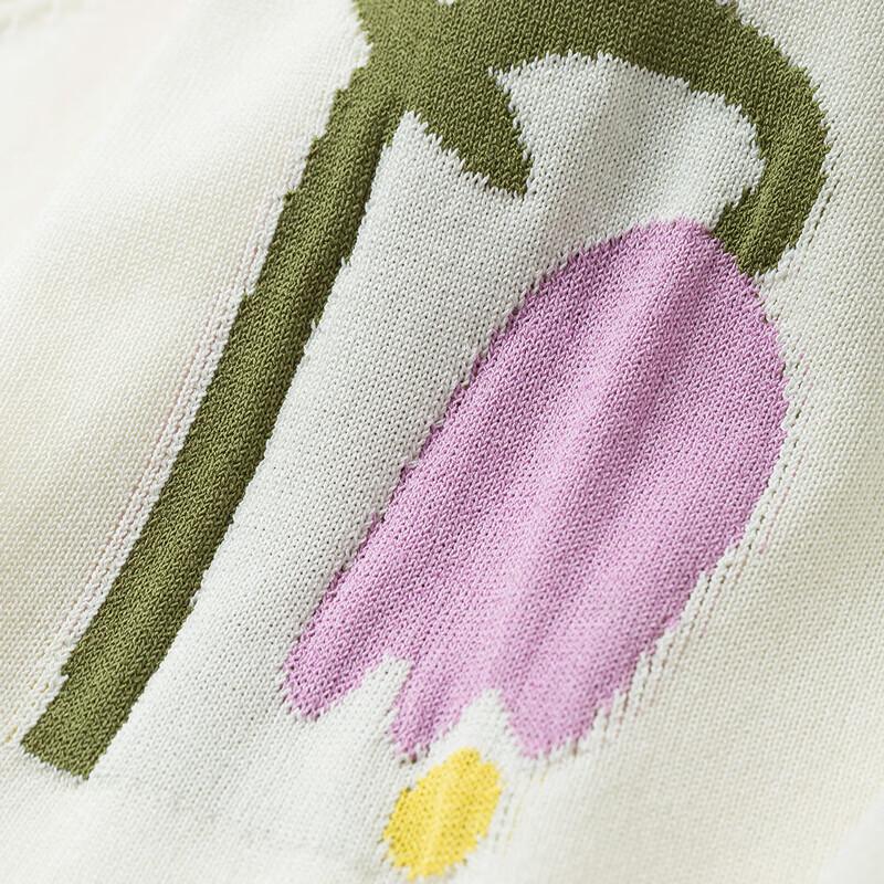 Damski top dzianinowy z żakardowym wzorem kwiatowym z lodowego jedwabiu