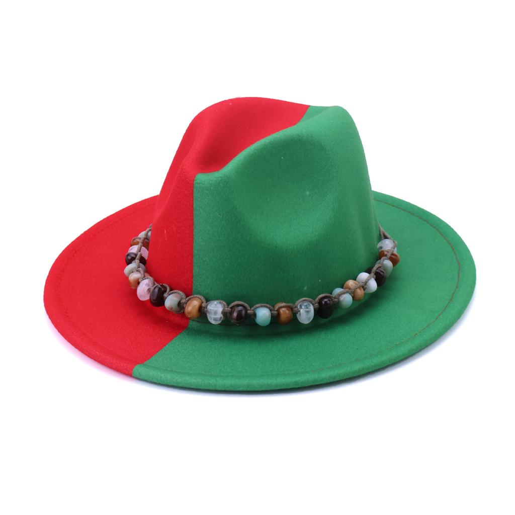 European and American Splicing Color Western Cowboy Hat Top Hat Flat Brim New Felt Hat Jazz Hat